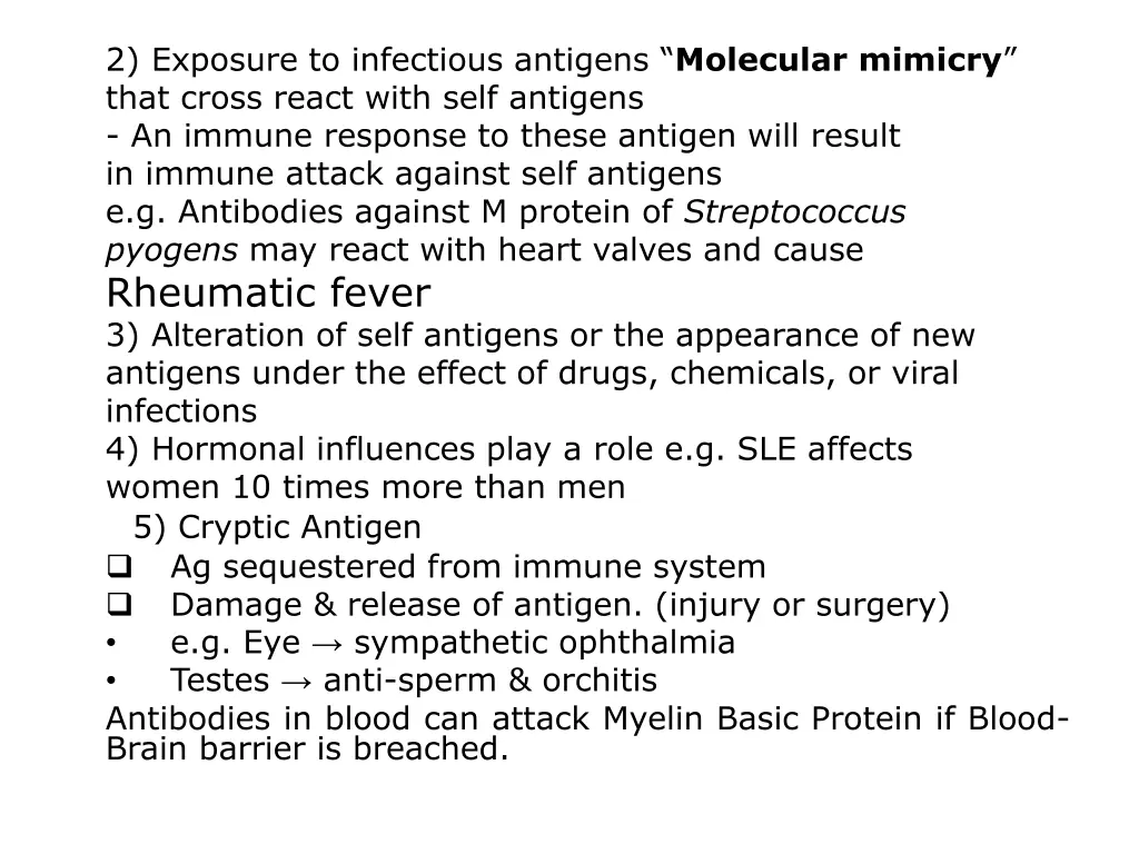 2 exposure to infectious antigens molecular