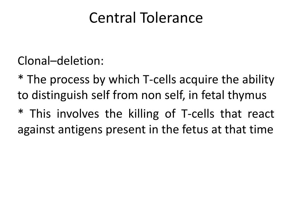 central tolerance
