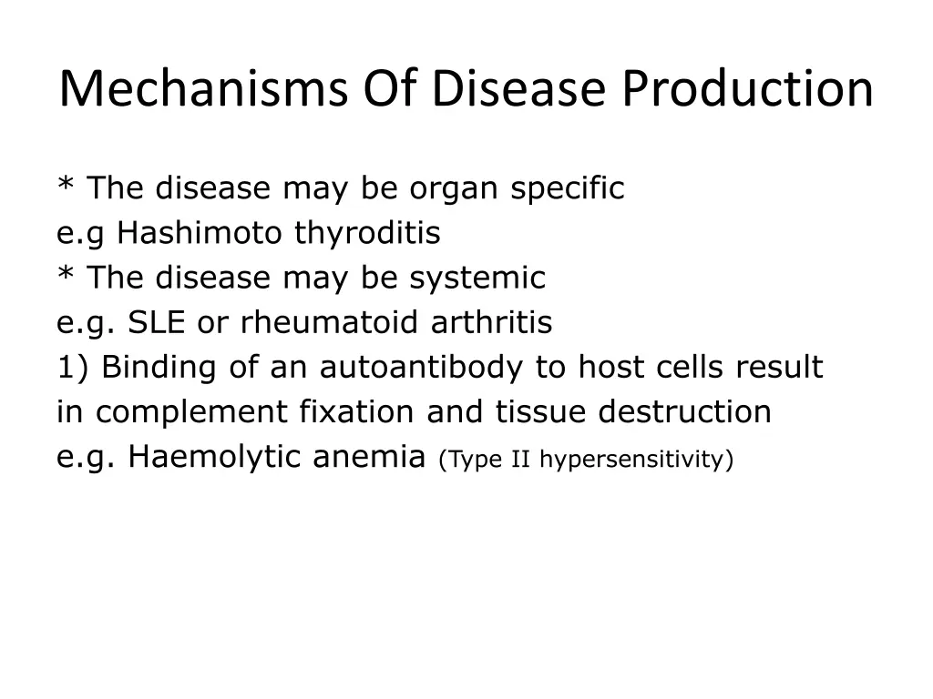 mechanisms of disease production