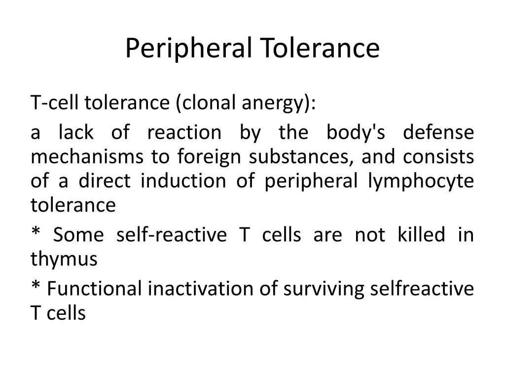 peripheral tolerance