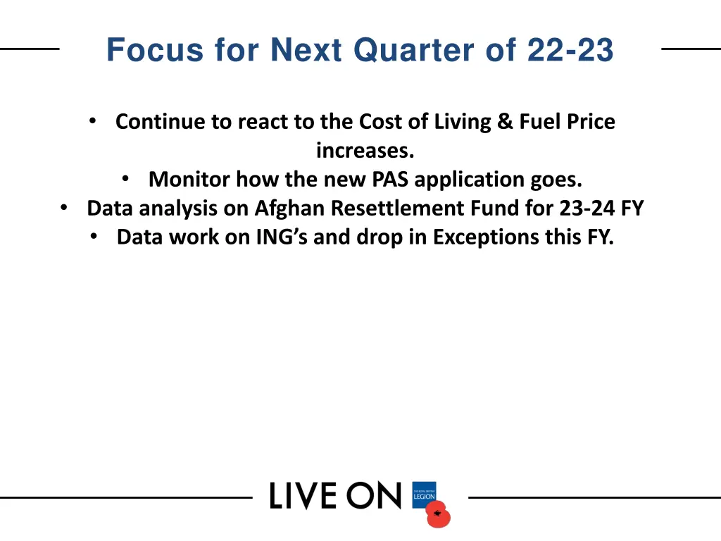 focus for next quarter of 22 23