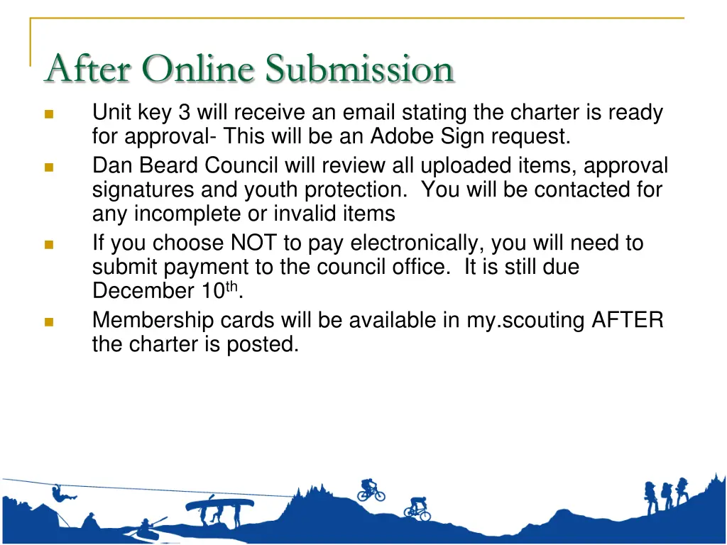 after online submission unit key 3 will receive