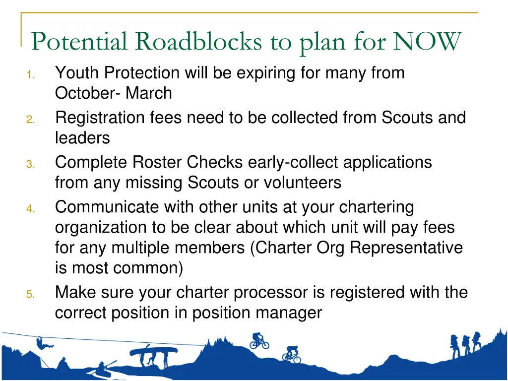 potential roadblocks to plan for now youth