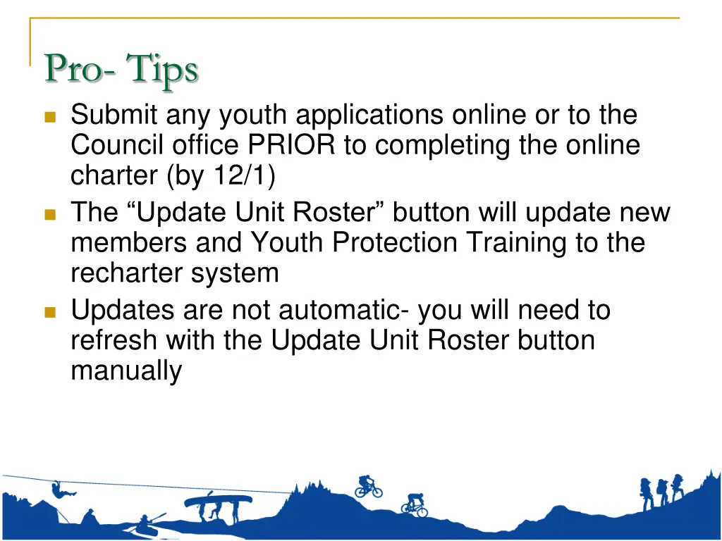 pro tips submit any youth applications online