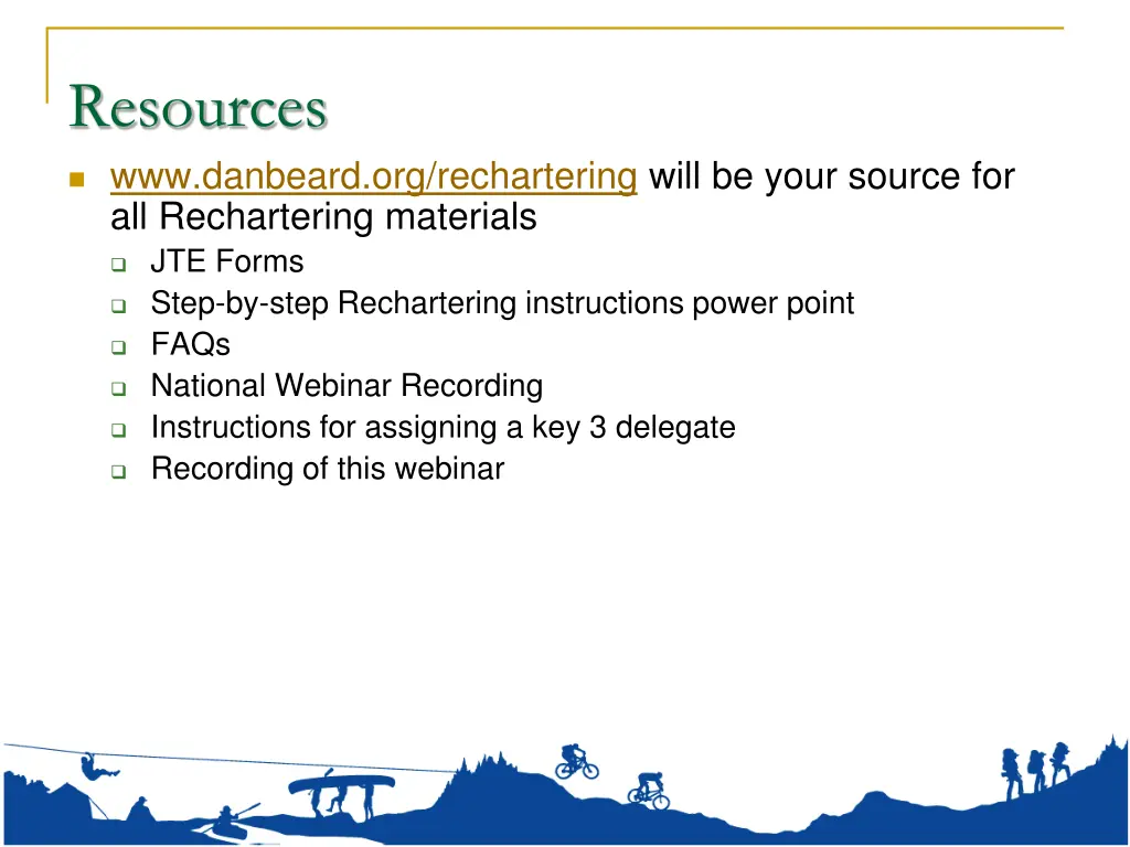 resources www danbeard org rechartering will