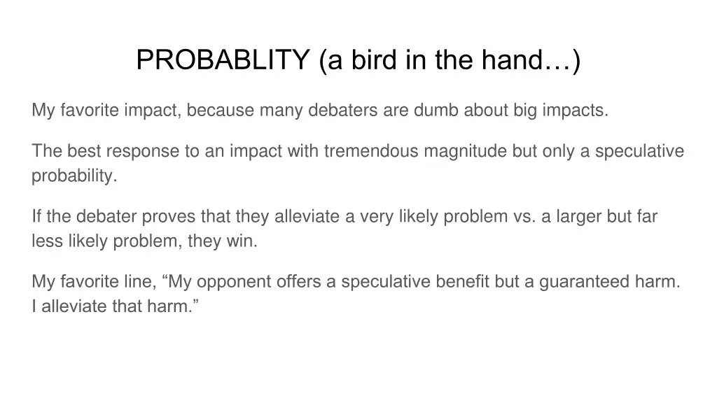 probablity a bird in the hand