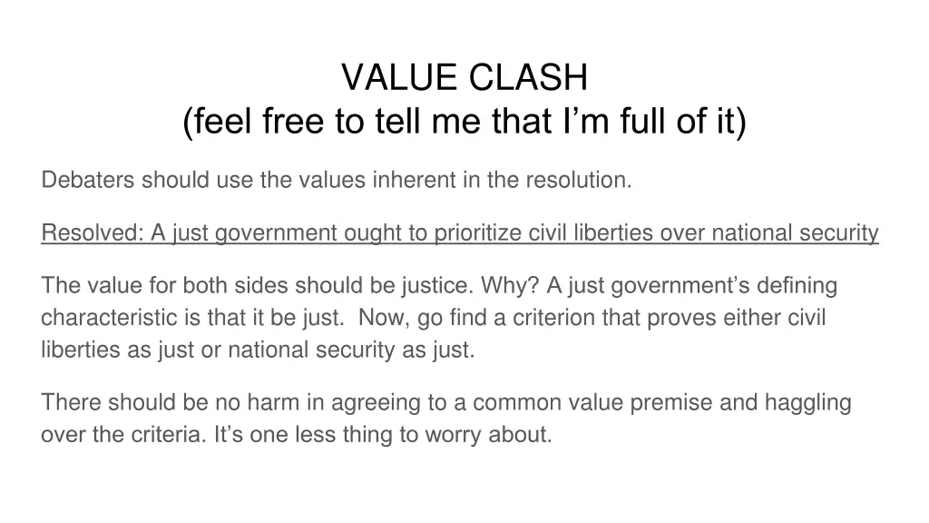 value clash