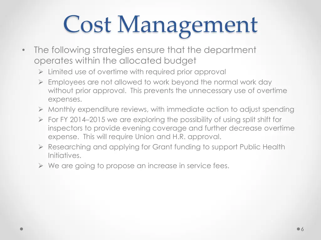 cost management