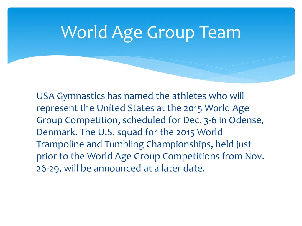 world age group team