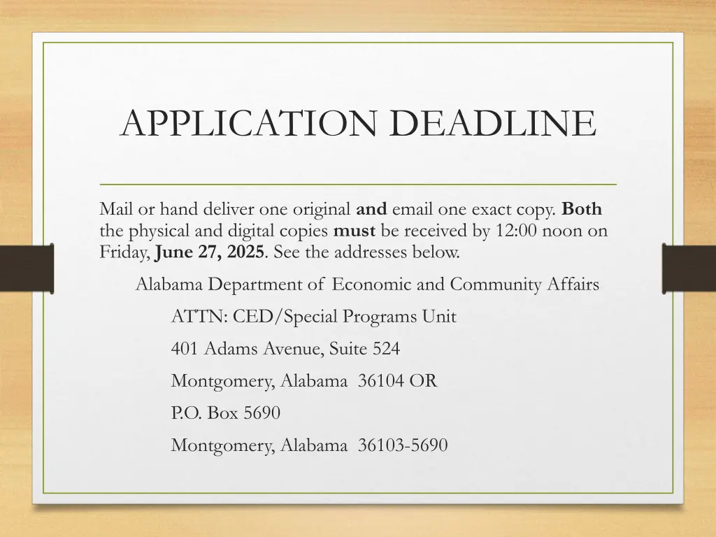 application deadline