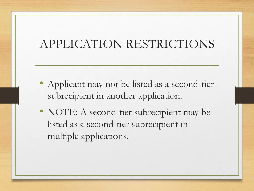 application restrictions