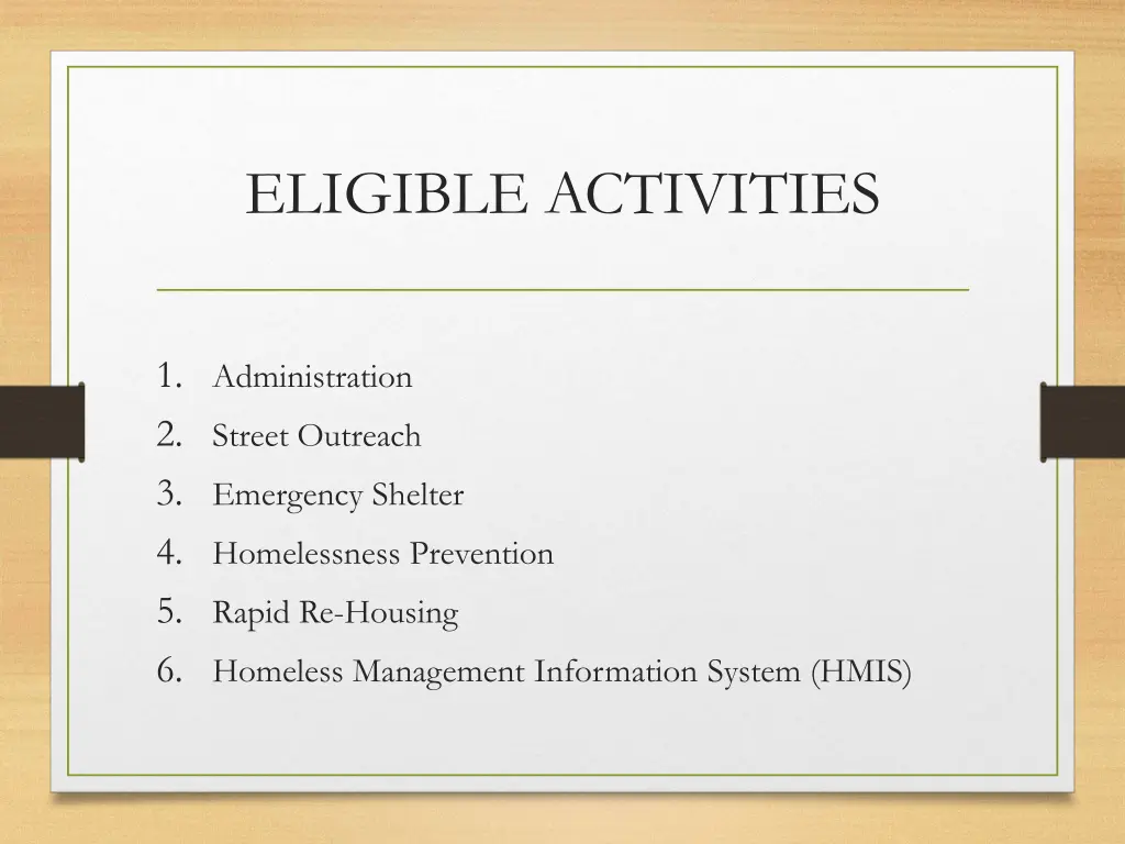 eligible activities