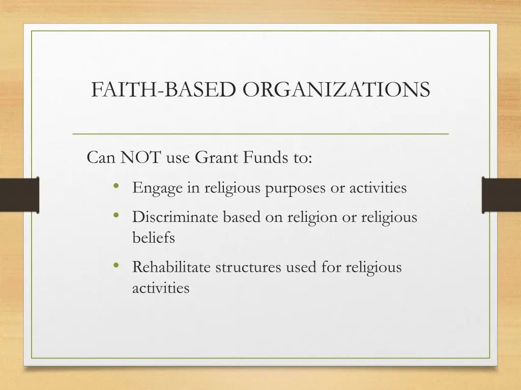 faith based organizations