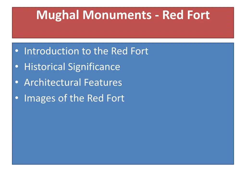 mughal monuments red fort