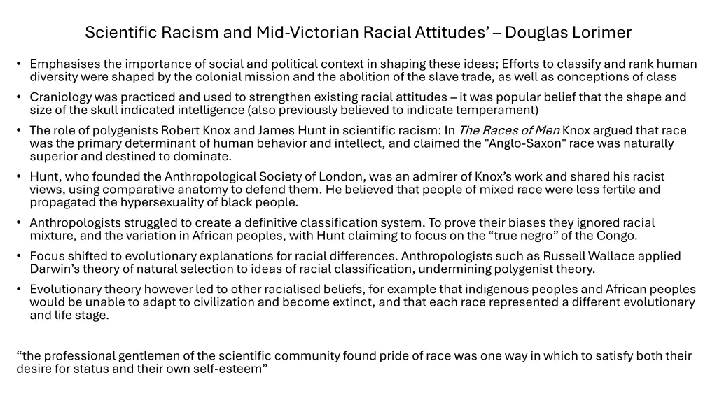 scientific racism and mid victorian racial