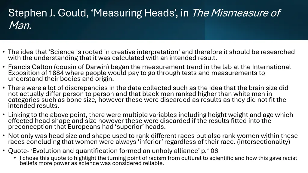 stephen j gould measuring heads in the mismeasure
