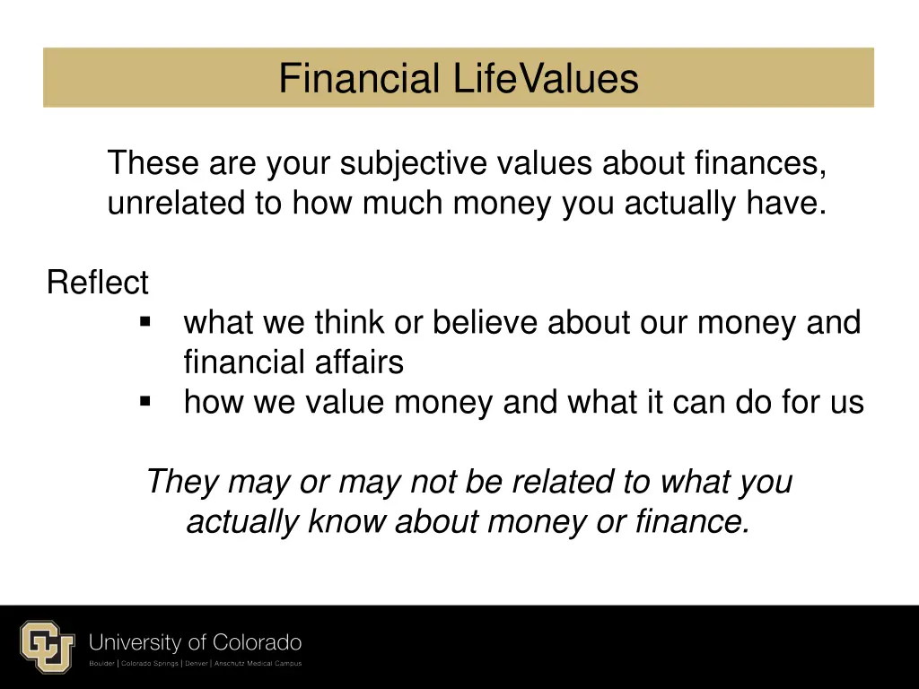 financial lifevalues
