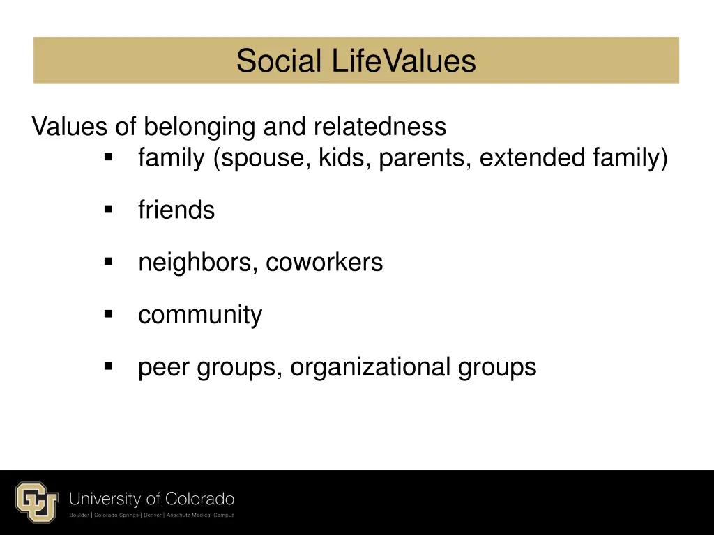 social lifevalues