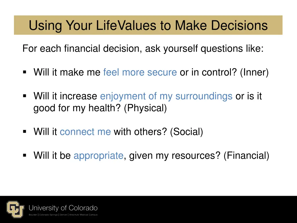 using your lifevalues to make decisions
