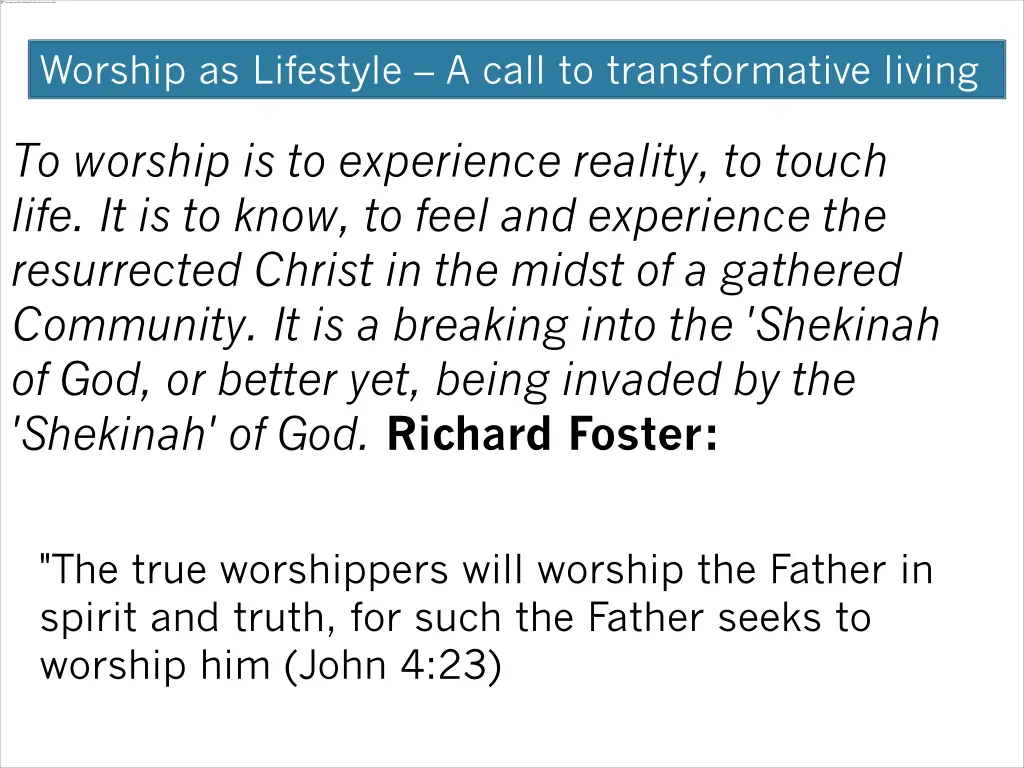 worship as lifestyle a call to transformative 1