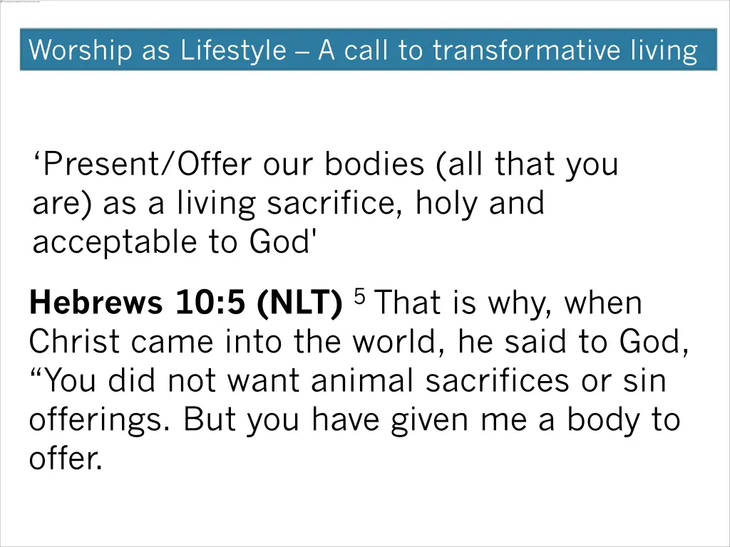 worship as lifestyle a call to transformative 7
