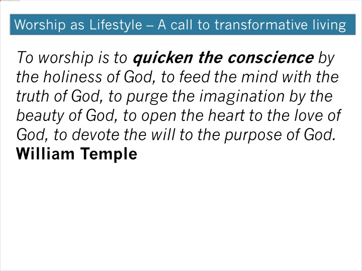 worship as lifestyle a call to transformative