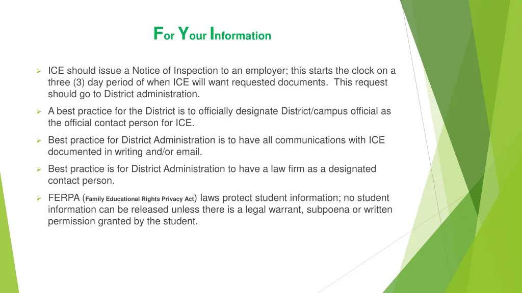 f or y our i nformation