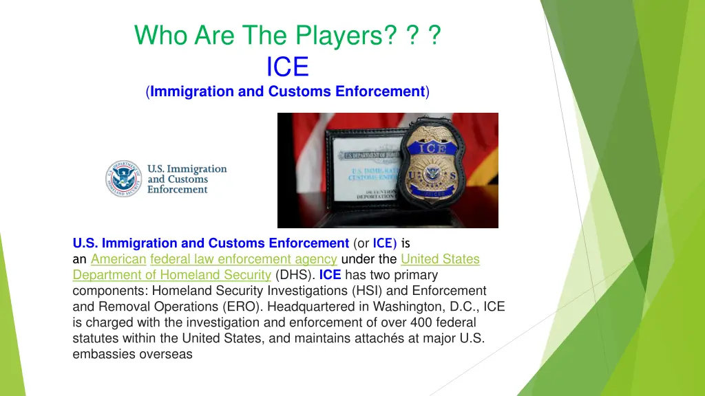 who are the players ice immigration and customs