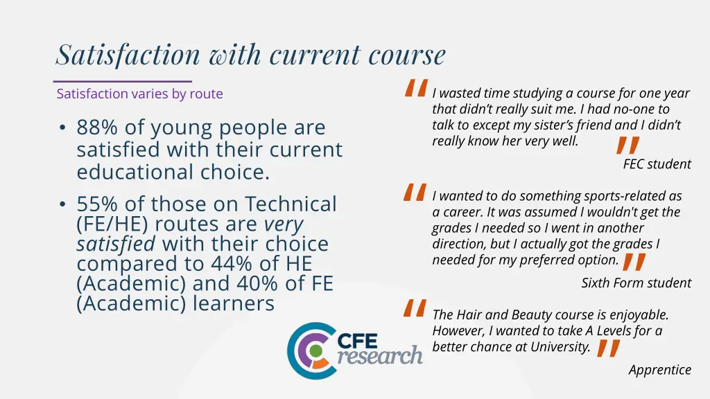 satisfaction with current course