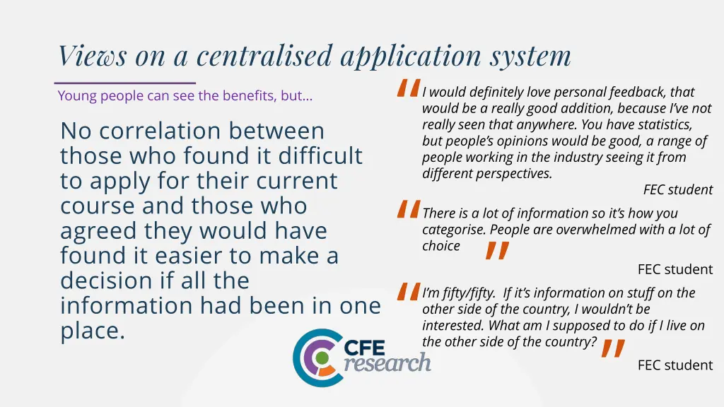views on a centralised application system