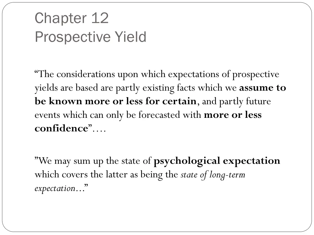 chapter 12 prospective yield