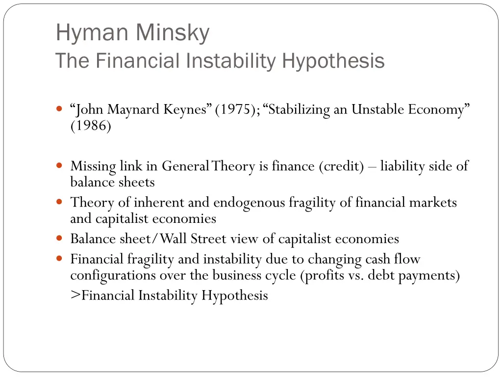 hyman minsky the financial instability hypothesis