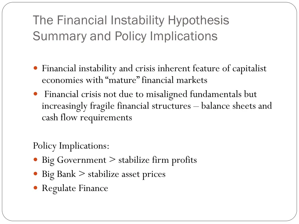 the financial instability hypothesis summary
