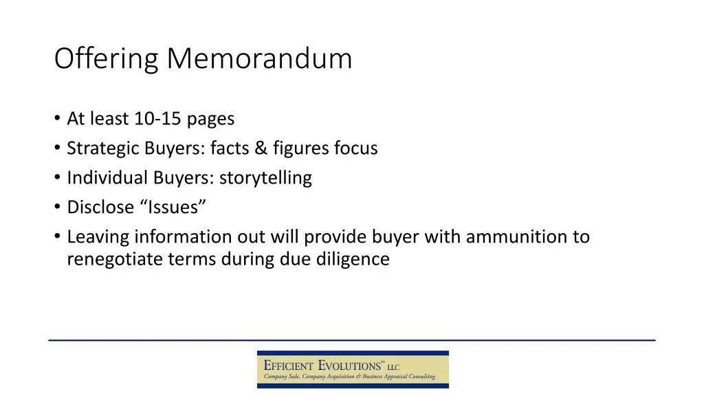 offering memorandum
