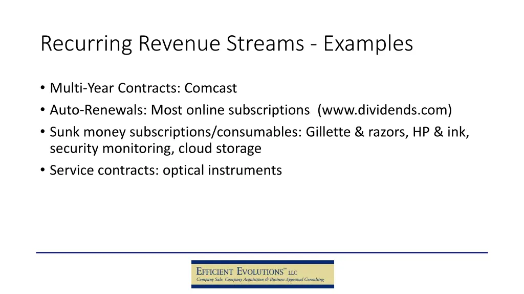 recurring revenue streams examples