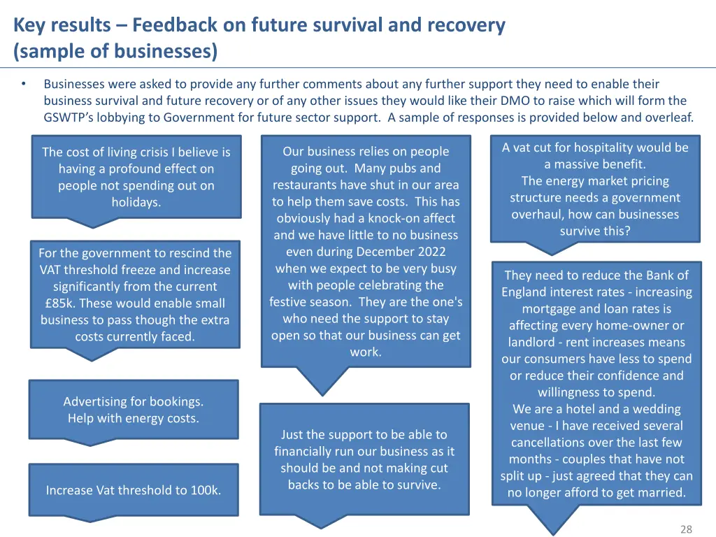 key results feedback on future survival