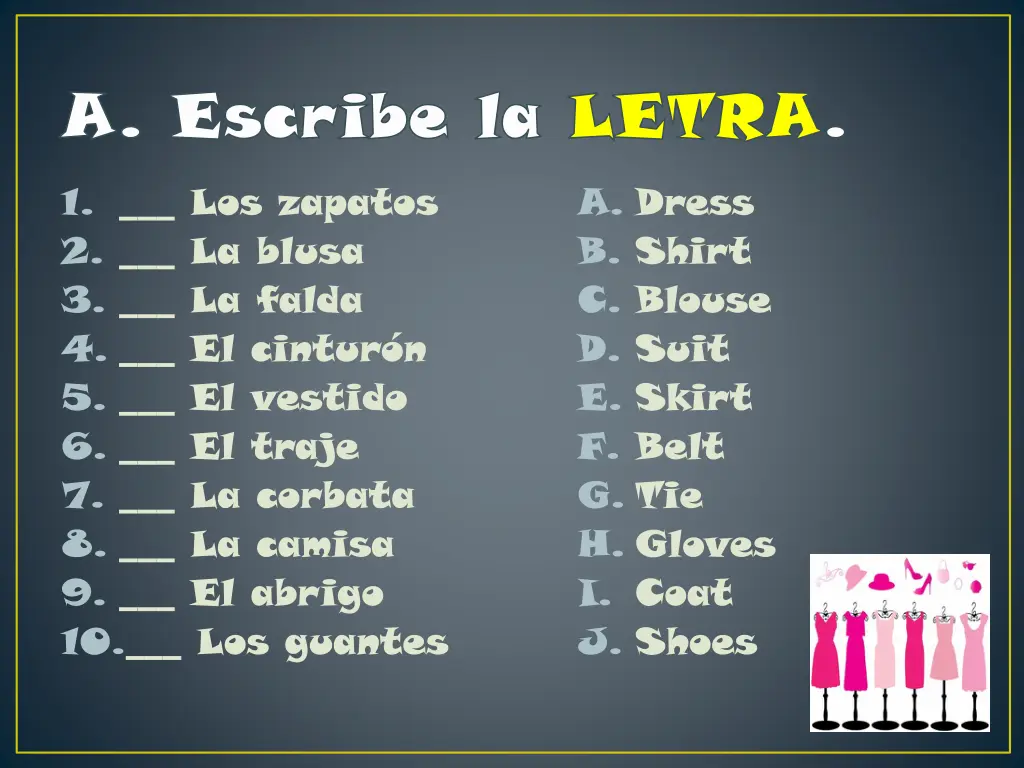 a escribe la a escribe la letra