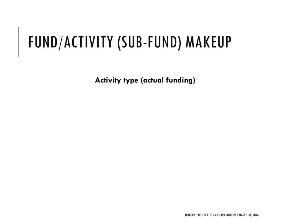 fund activity sub fund makeup