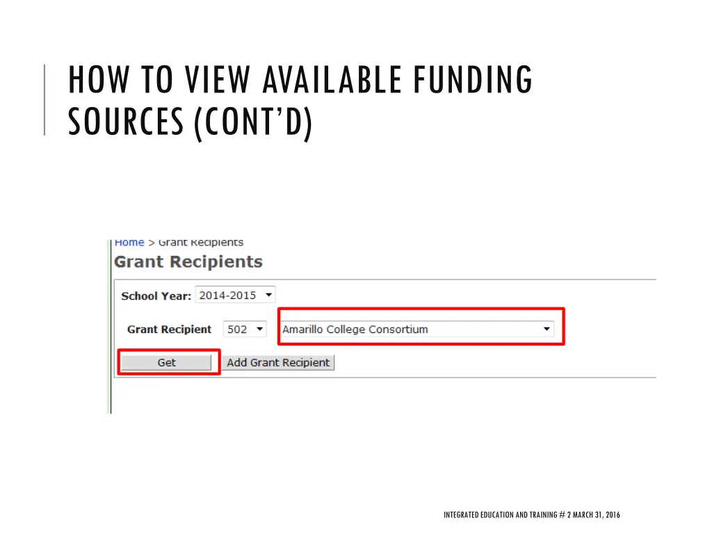how to view available funding sources cont d