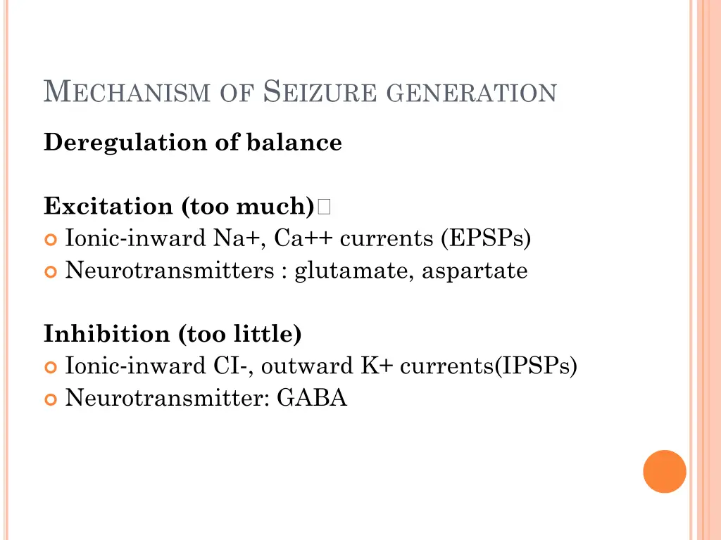 m echanism of s eizure generation