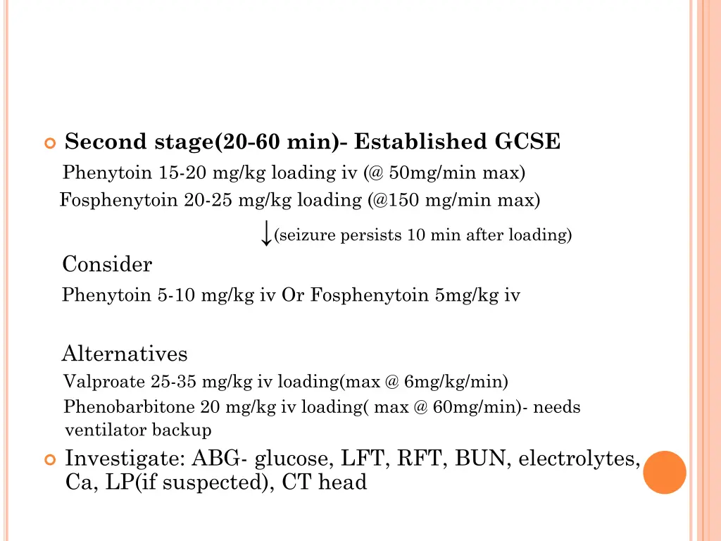 second stage 20 60 min established gcse phenytoin