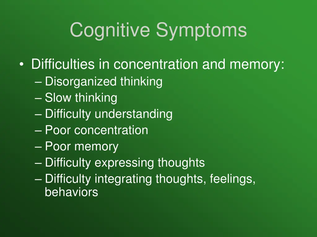 cognitive symptoms