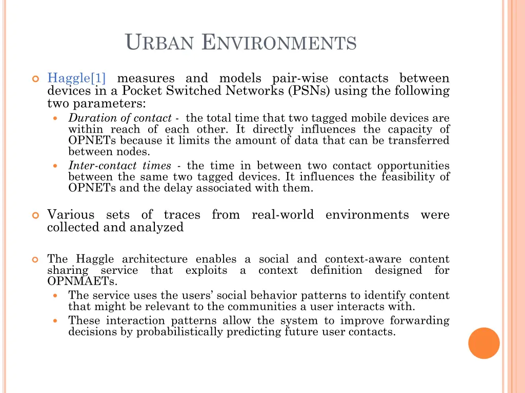 u rban e nvironments