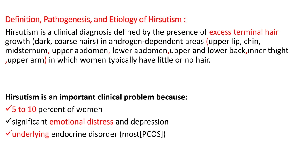 definition pathogenesis and etiology of hirsutism
