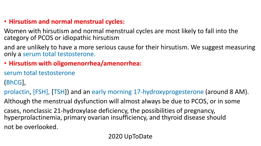 hirsutism and normal menstrual cycles women with