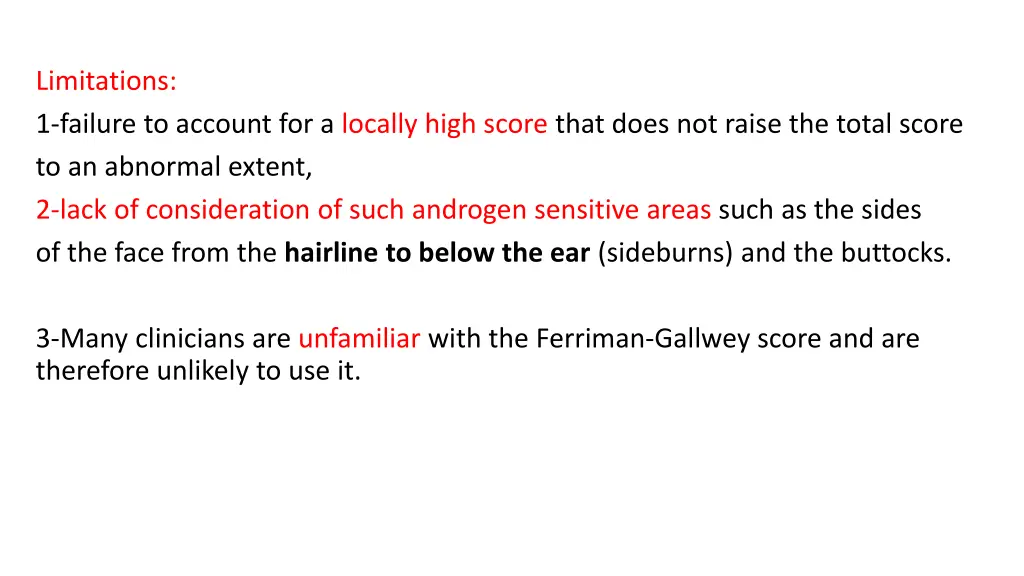 limitations 1 failure to account for a locally