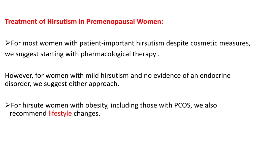 treatment of hirsutism in premenopausal women