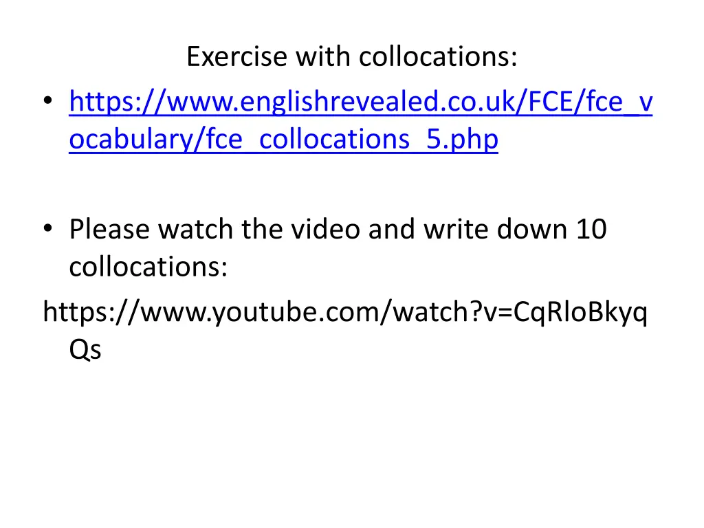 exercise with collocations https