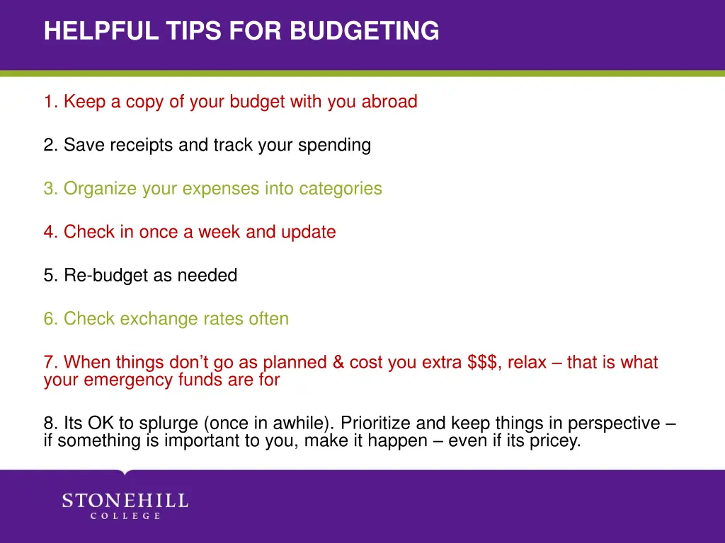 helpful tips for budgeting