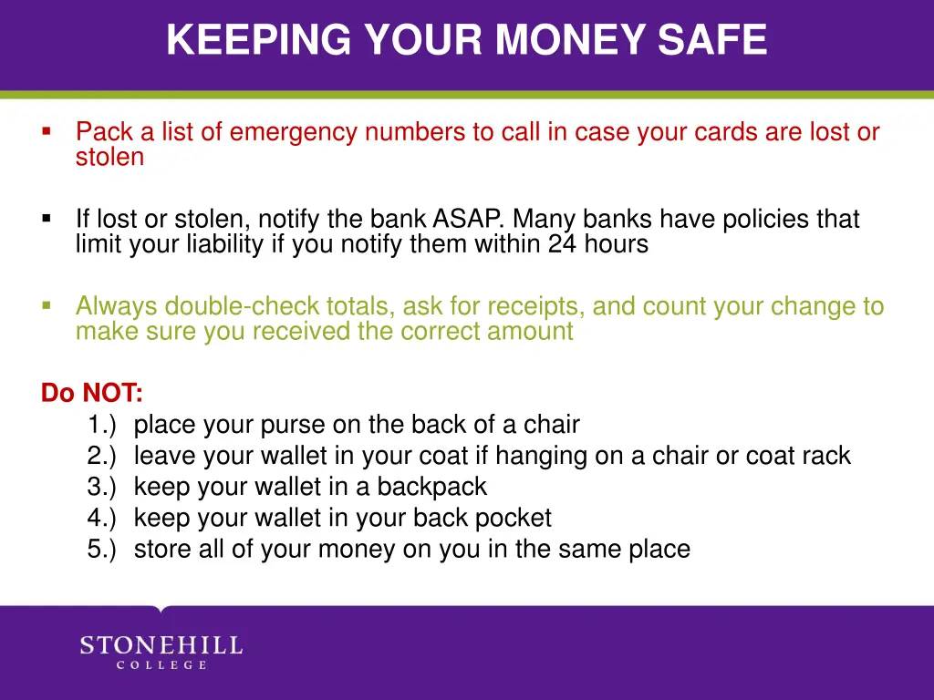 keeping your money safe